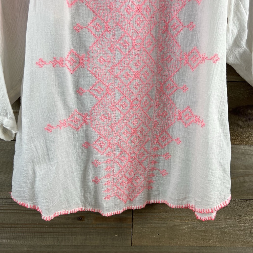 Maeve Anthropologie Womens Shirt Cotton Gauze Blouse Embroidered Beaded Size 4 - Picture 3 of 9